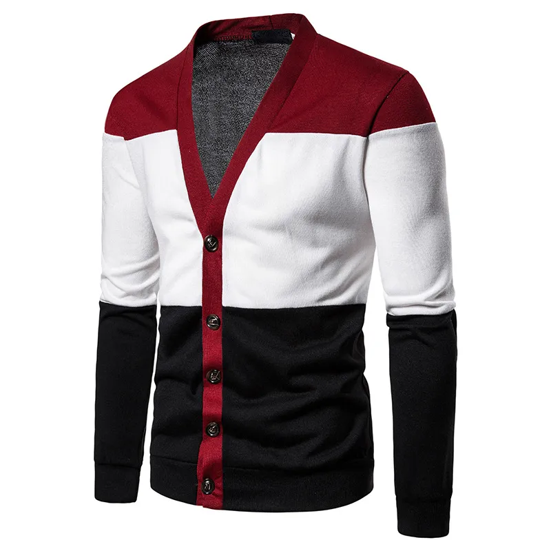 Mode tricoté Cardigan pull hommes 2019 automne hiver décontracté hommes chandails coupe ajustée col en V bouton hommes pull Sueter Hombre