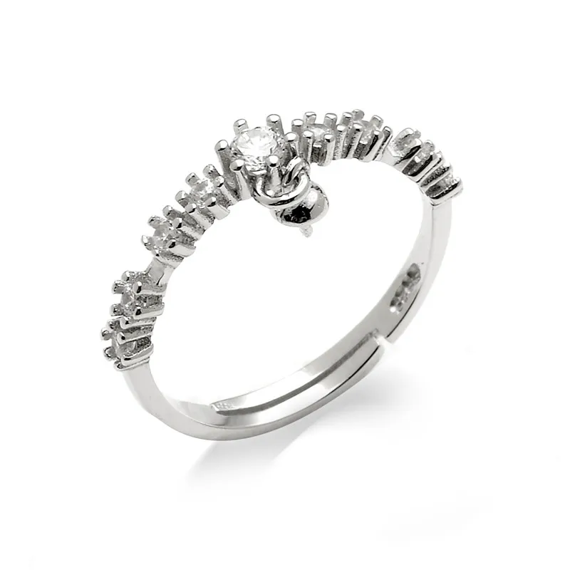 Zircon Necklaces Dangle Pearl Ring Mounts 925 Sterling Silver Settings ...