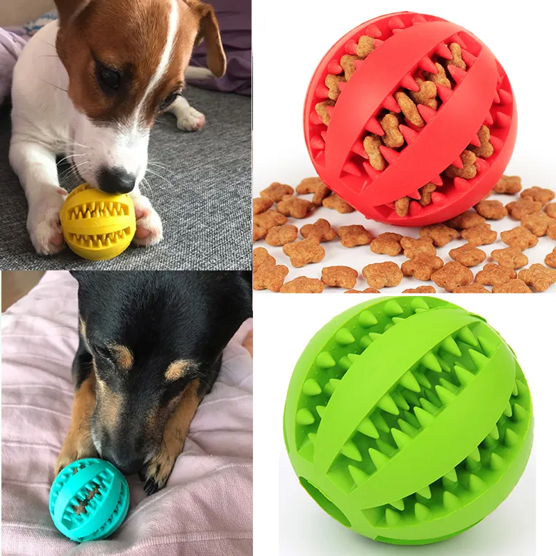 Interactive Toy Pet Cat Dog Chew Toys Tooth Cleaning Balls Pet Dog Toys Stretch Rubber Leaking Ball Pet Cat Dog2551