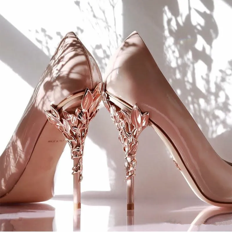 Rose gold wedding shoes low heel shop
