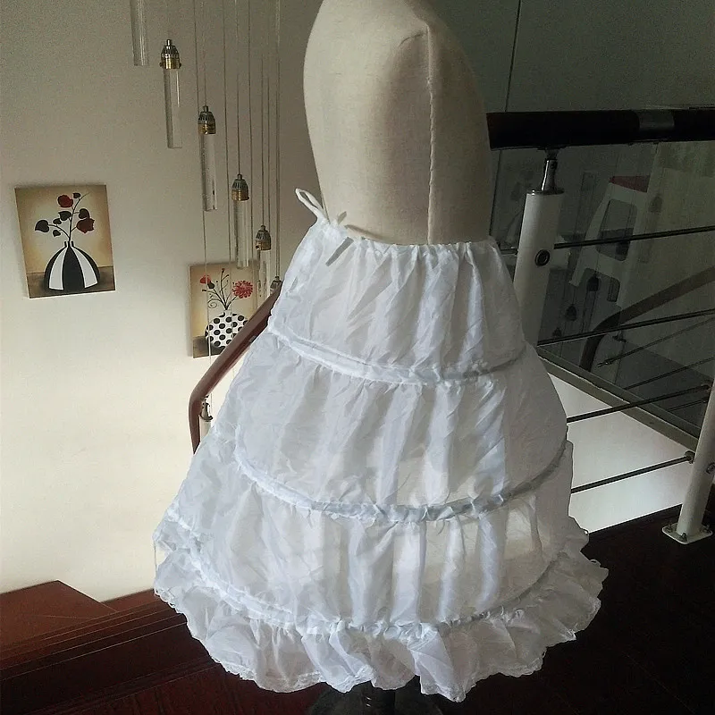 Sıcak Satış Üç Çember Hoop Beyaz Kız Petticoats Balo Çocuk Kid Elbise Kayma Çiçek Kız Etek Petticoat Ücretsiz Kargo