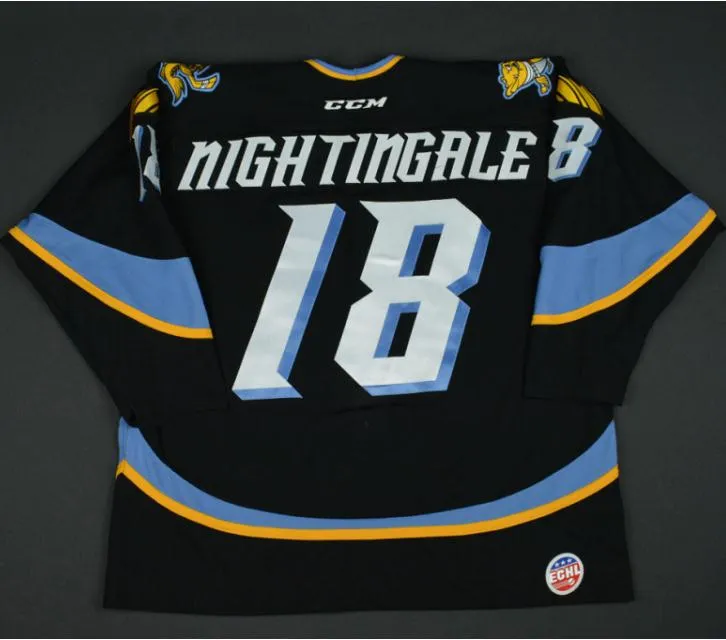 Vintage Men Jared Nightingale - Toledo Walleye ECHL Captains 'Club Game-Worn Jersey Hockey Jersey ou personnalisé n'importe quel nom ou numéro rétro Jersey