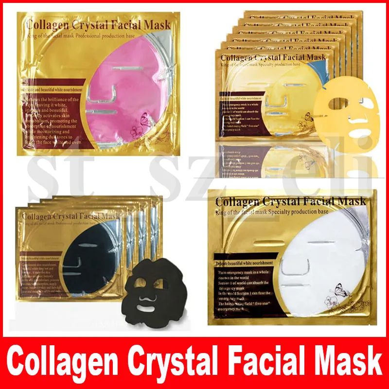 Bio-Collagen Ansiktsmask Ansiktsmask Kristall Guld Svart Rosa Vit Pulver Facial Mask Moisturizing 4 Typer