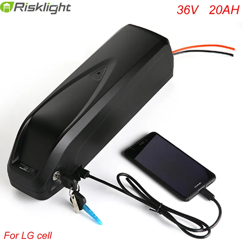 Batterie de vélo électrique 36V 20Ah Lithium ion avec 5V USB 36V 1000w Hailong down tube Ebike batterie + chargeur pour cellule LG