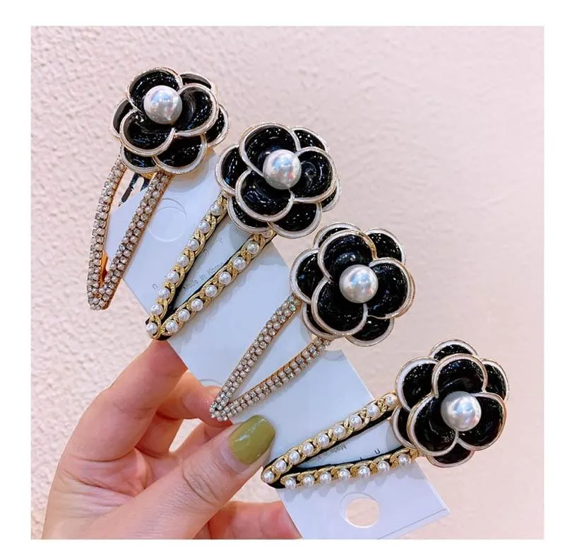 Fashion Pearl Flower Women Hair Clips Rhinestone Girls Designer Hair