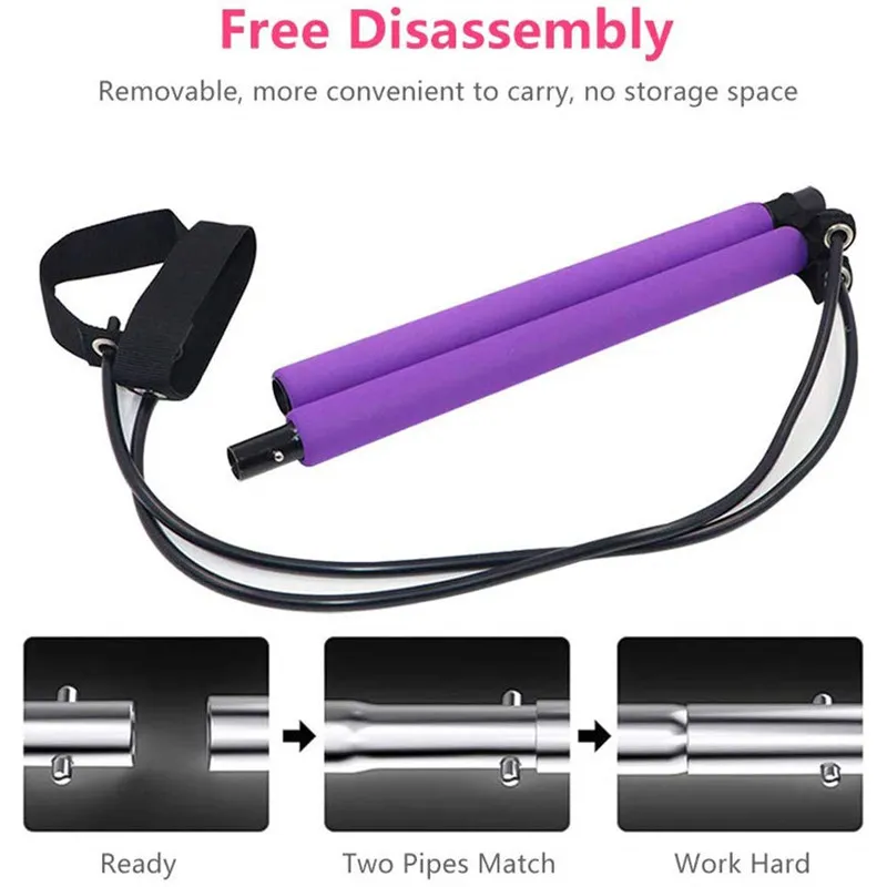 Portable Yoga Pilates Bar With Pilates Stretch Band, 2 Foot Loops, And  Stretch Stick For Home Gym And Fitness Exercise From Htoutdoor, $17.89