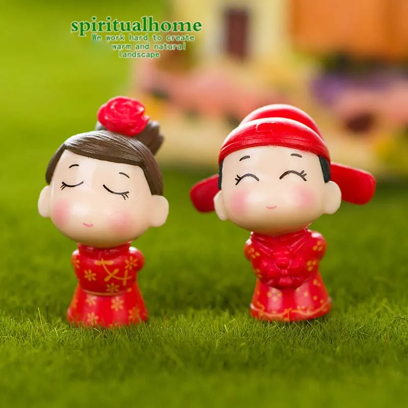 Chinois mariée poupée poupée ornement valentines cadeaux couples figurine fée jardin jardin terrarium micro paysage décoration