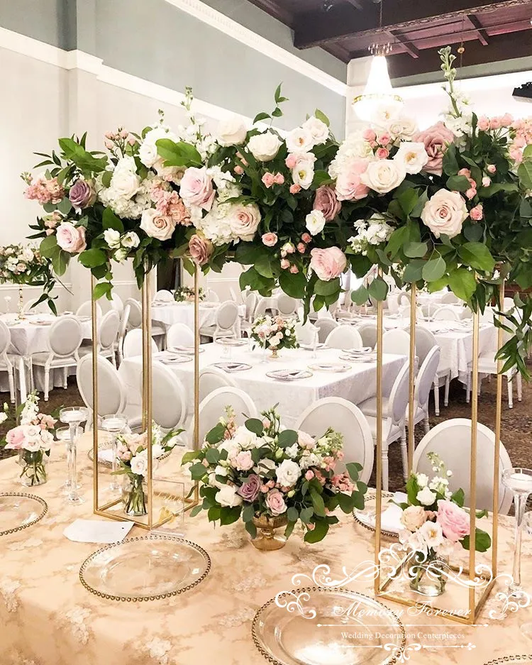 5 pièces décorations de mariage table de mariage pièce maîtresse or fleur stand métal pilier piliers passerelle stand scène présentoir