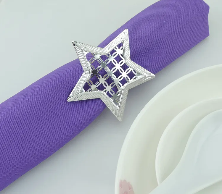 Decor Star Table Napkin Rings Hollow Out Metal Napkin Rings Birthdays Weddings Rings Dinner Party Decoration Napkin Buckle BH3170 TQQ