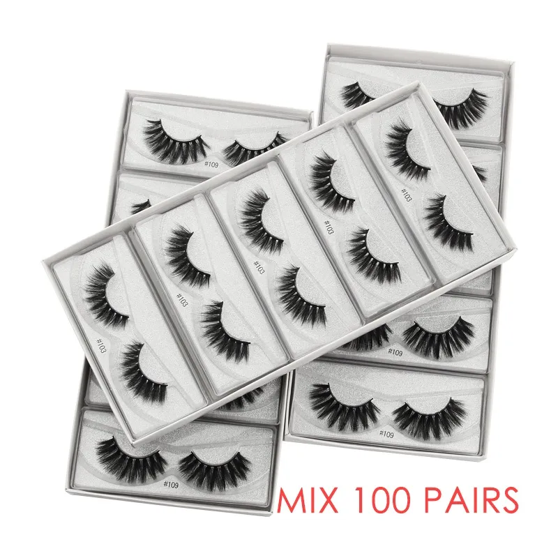 Wholesale Bulk Natural Thick Mink Mink Fake Eyelashes Faux 3D Minks In