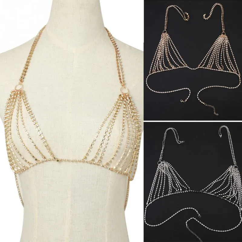 Luxury Crystal Bikini Bra Chest Belly Chain Body Chains Jewelry