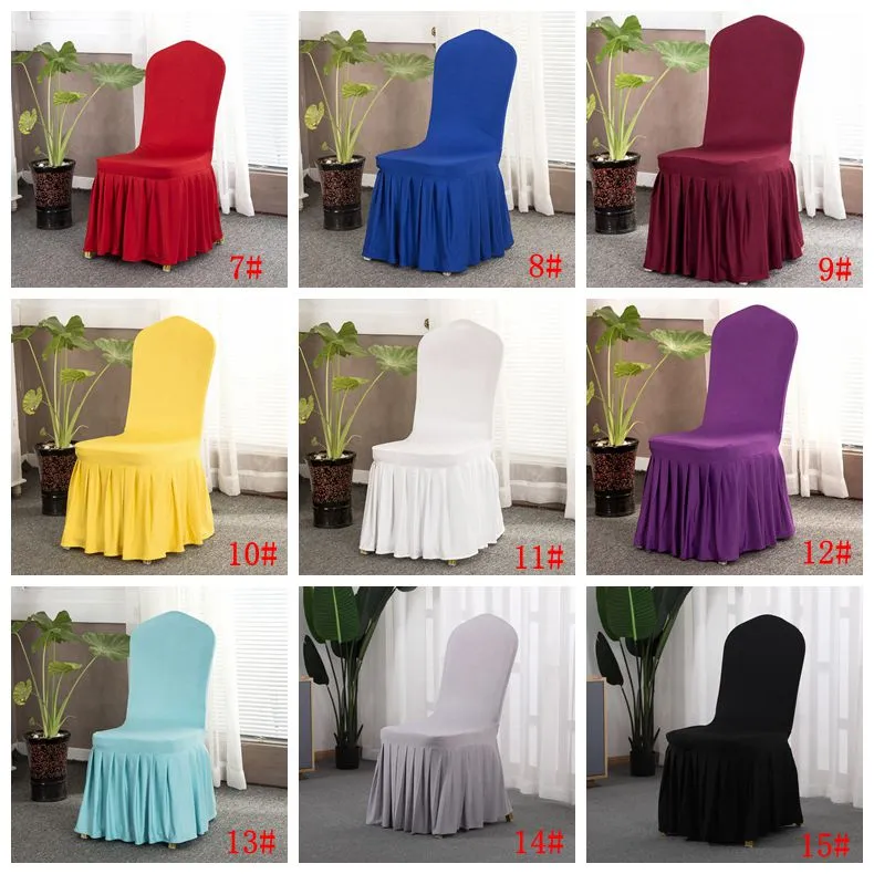 15 Kolory Solid Chair Cover z Spódnicą wokół Krzesła Dno Spandex Spódnica Osłona krzesełka na imprezowe Krzesła dekoracji Obejmuje DBC BH2990