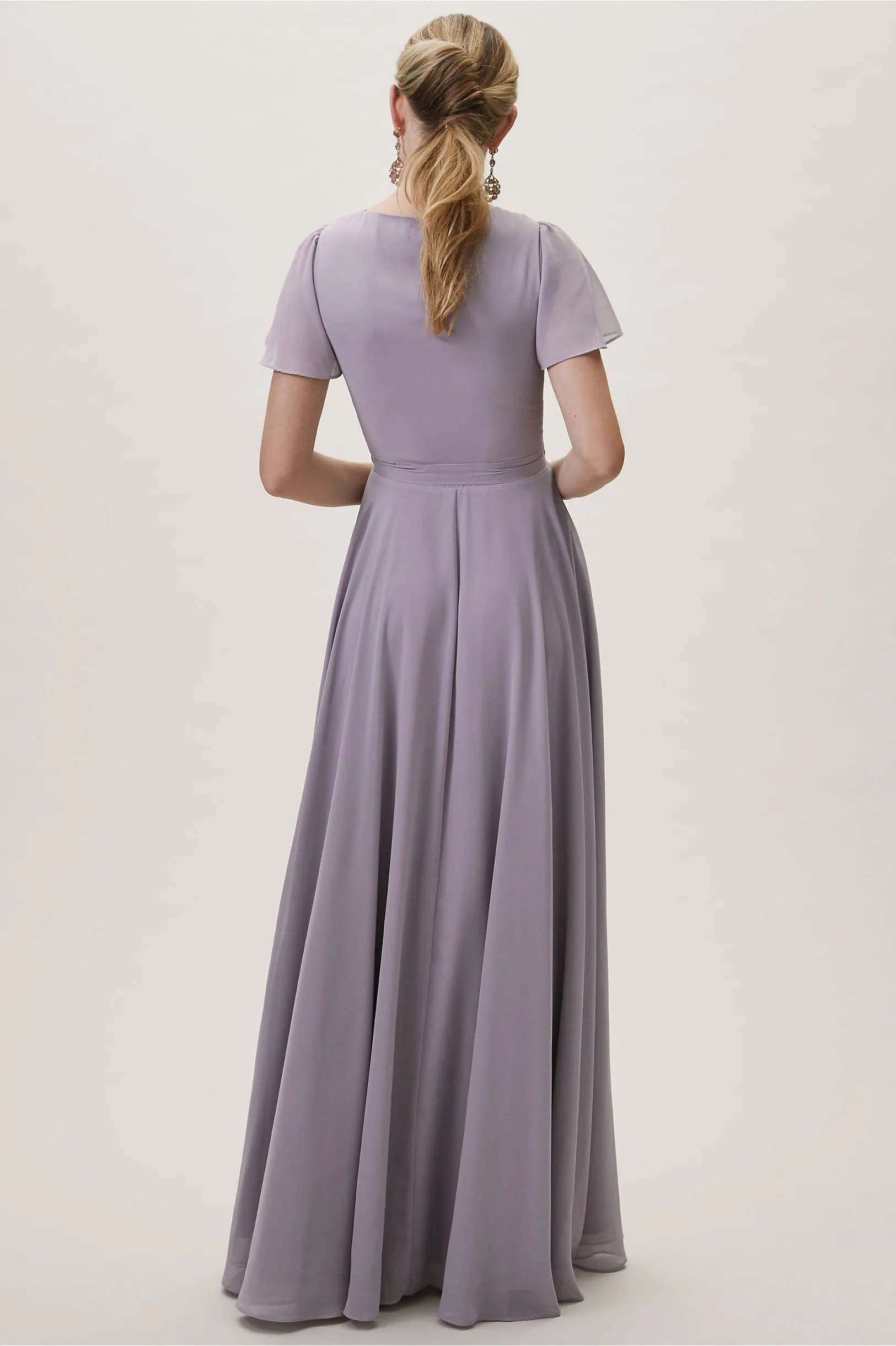 chinese dress ladies Long A-line V-neck Chiffon Backless Wedding Gown with Sleeves – Chic