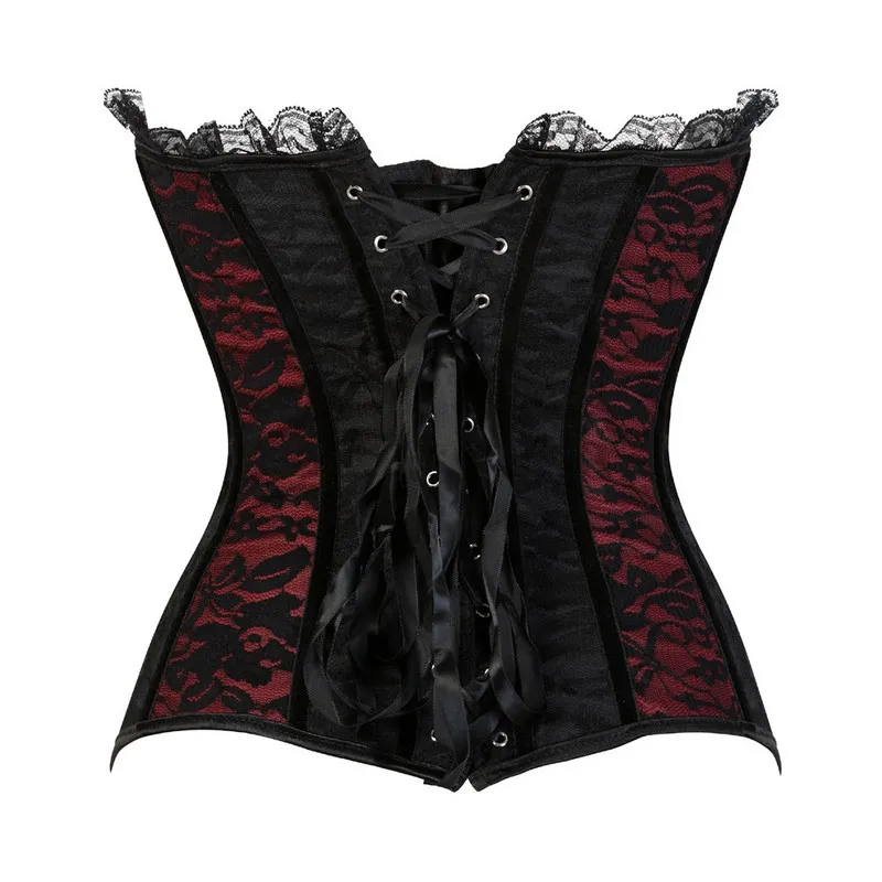 Lace Underbust Corset Top Black Ruffle Overbust Body Shaper