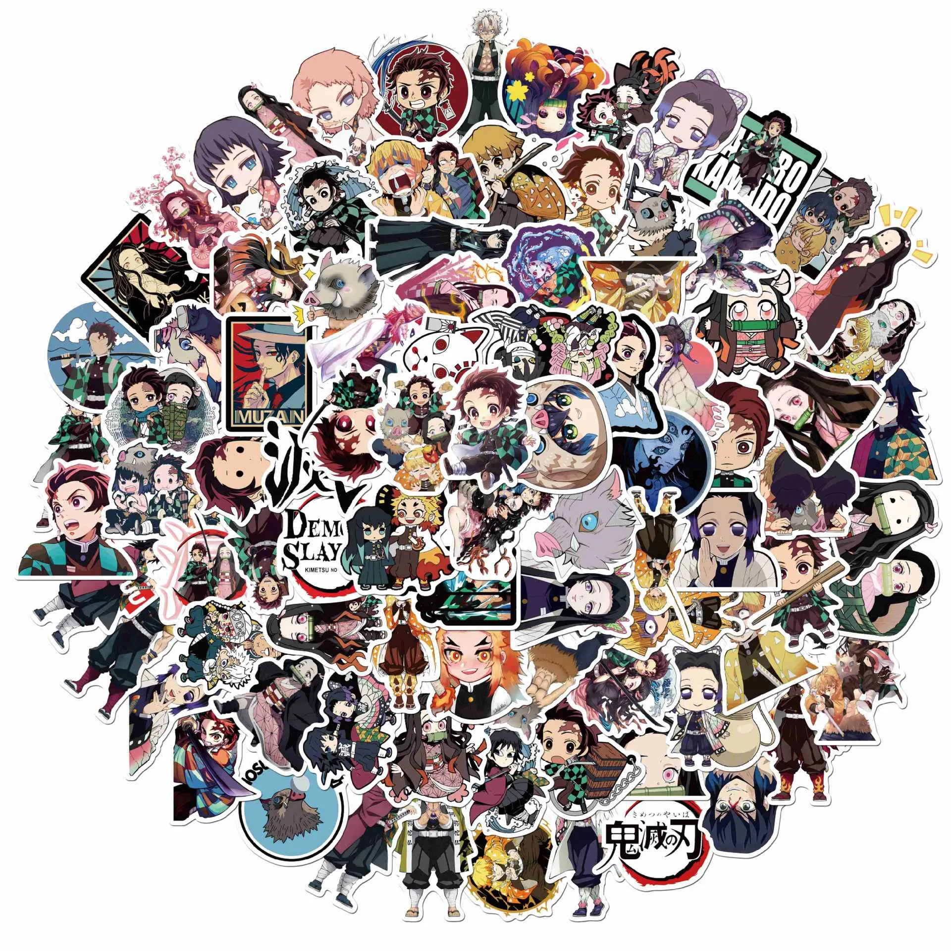 100 PCS Mixed Skate Sticker Anime Demon Slayer Para Carro Laptop Pad Bicicleta Moto PS4 Telefone Bagagem Decalque Pvc Guitarra Adesivos de Geladeira