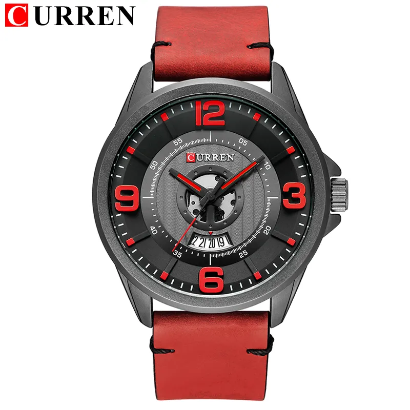 CURREN NEUE Männer Uhren Digital Quarz Armee Militärische Wasserdichte Uhr Lederband Datum Armbanduhr Reloj Hombre337q