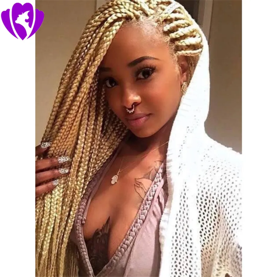 High Quality Micro Braided 613 Full Lace Front Wig Blonde Braiding Hair Box Braids  Wig With Baby Hair For Black Women From Fashiongirlhair, $43.97