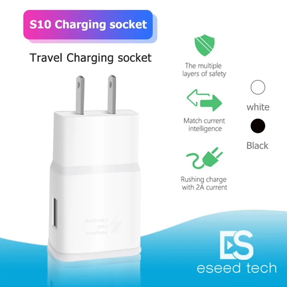 OEM S10 FAST WALL QUICK CHARGER 9V 1.67A ADAPTER USB UK EU US US Plug Travel Galaxy Plus S9 S8 S7 Edge S6Edge Note9