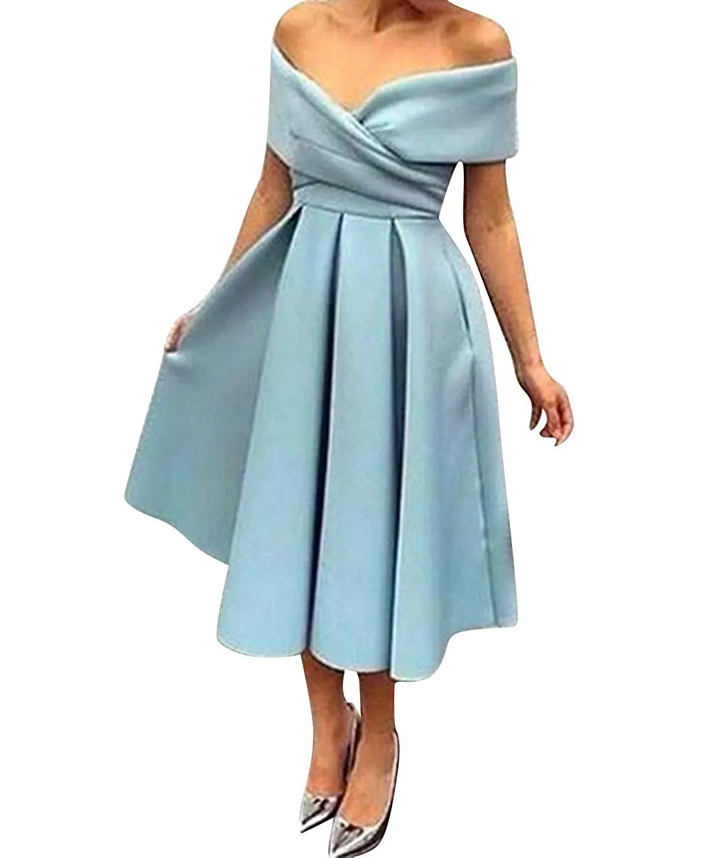 off shoulder dip back cocktail dress Off-Shoulder Zip-Back Slit Dress Alycia Mikay Fashion