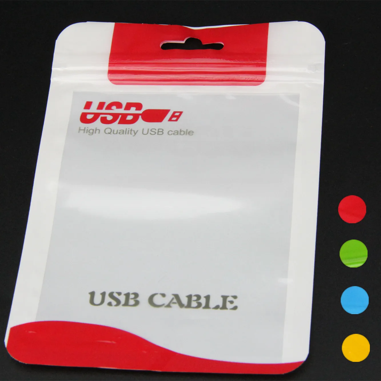 15 * 10.5 14 * 8cm Zipper Plastic Retail bag Package hang trou Poly emballage pour câble USB poly opp sac d'emballage bleu