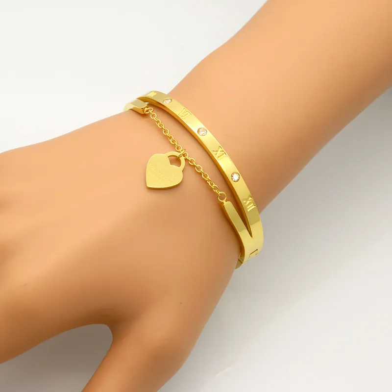 الساخنة العلامة التجارية Hot Pulseira H سوار Bangle Gold Color Heart Tag Love Bracelet المجوهرات للنساء هدية