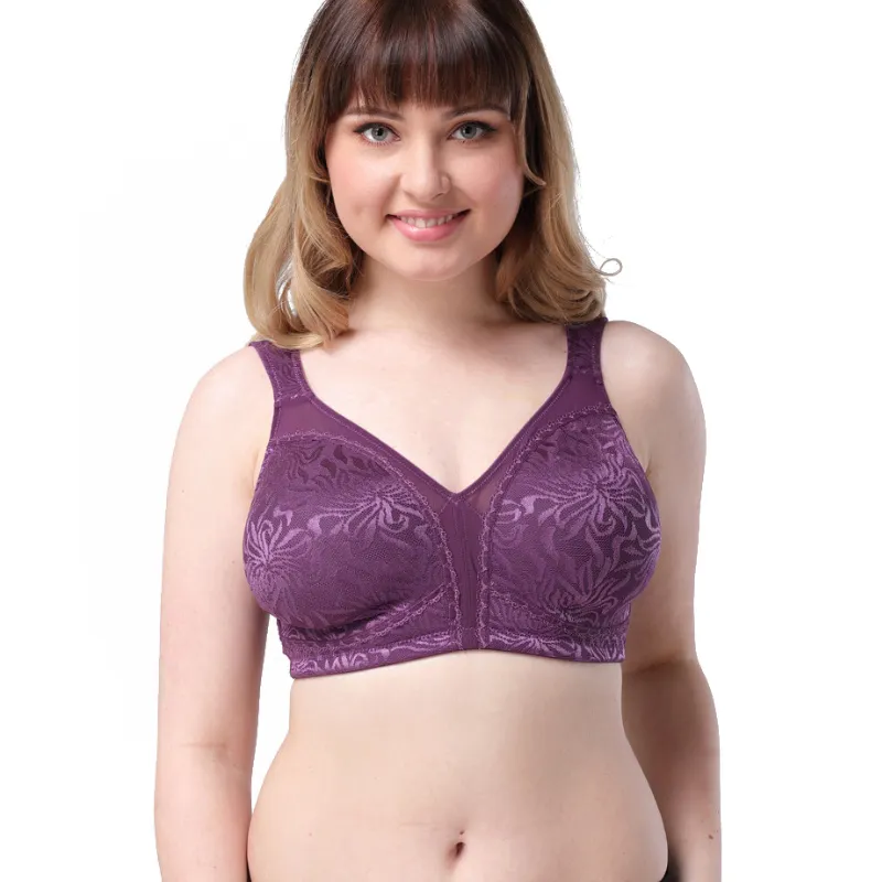 Bras Plus Size 44 46 48 50 52 C D DD DDD E F G H I Womens Full Coverage  Unlined Non Padded Wireless Minimizer Bra