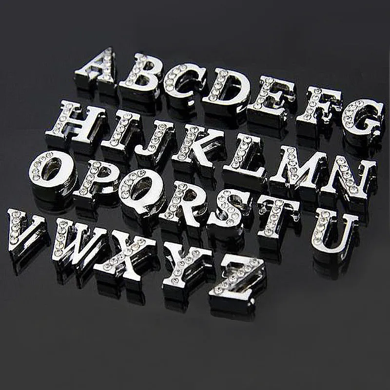 20 Stück A-T halbe Strasssteine, 8 mm Dia-Buchstaben/Charms, passend für DIY-Armband/ArmbandLSSL04