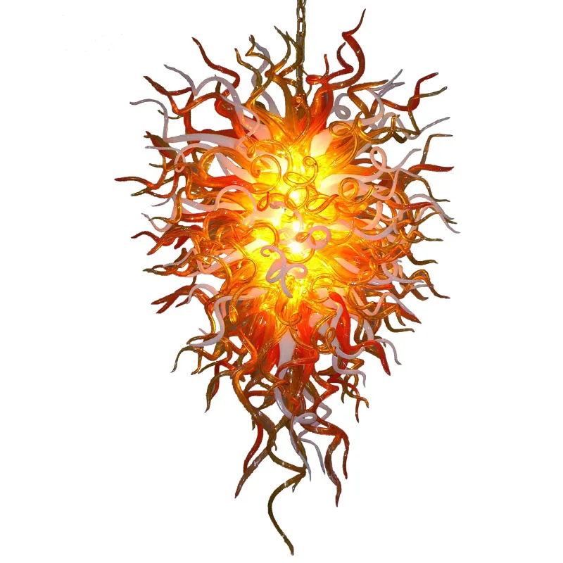 Lâmpadas de Murano Luzes de pingente de laranja LED 110-240V mão lustre de vidro lustre iluminação art deco italiano candelabros