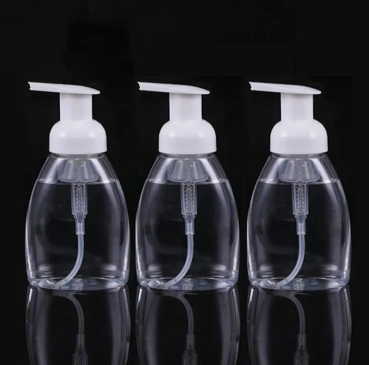 Flacone in schiuma disinfettante per le mani da 250 ml Flacone con pompa in plastica trasparente a forma di ventaglio per lozione cosmetica SN719 gratuito