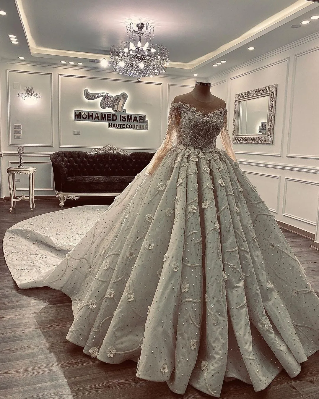 2020 Plus Size Arabic Aso Ebi Luxurious Sparkly Wedding Dresses Beaded Crystals Bridal Dresses Sheer Neck Sexy Wedding Gowns ZJ354