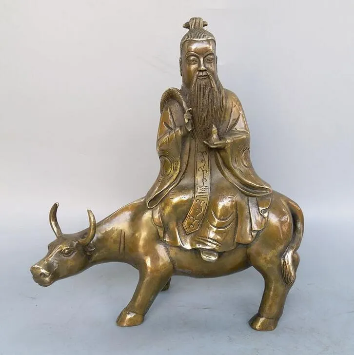 Lieferung von reinem Kupfer, antiker Bronze, Laojun, der auf einer Stierstatue reitet, Laozi, Ausgangszoll, Großhandel