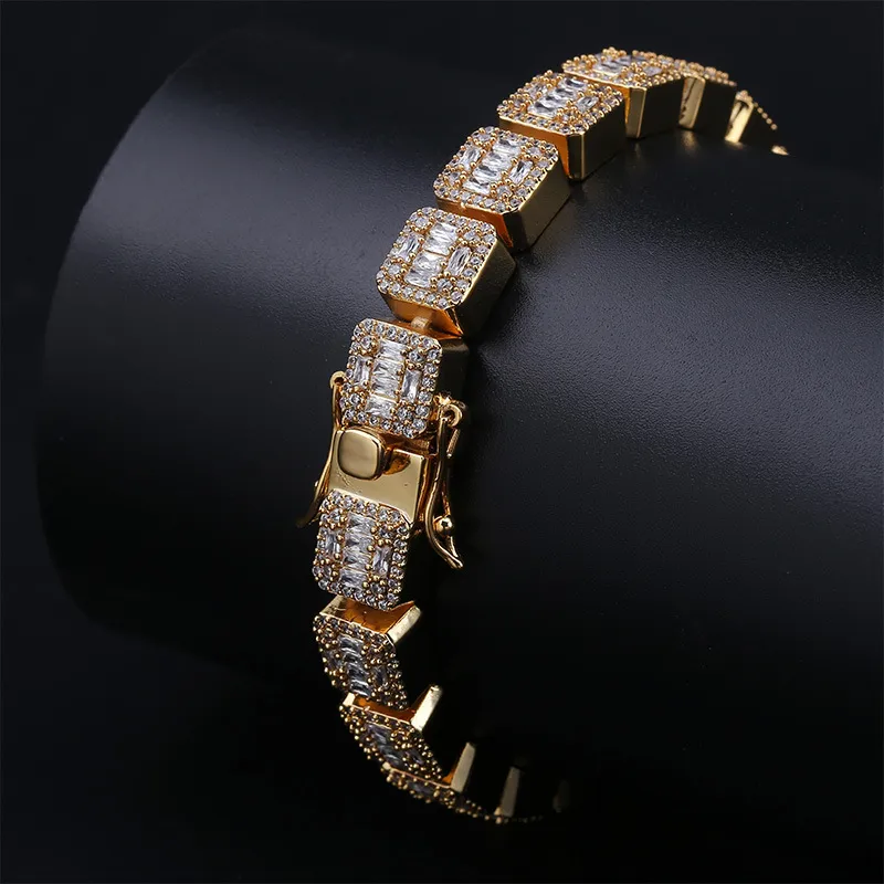 Luxo Designer Jóias Mens Pulseiras Diamante Tênis Pulseira Hip Hop Bling Bangle Gelado Correntes Hiphop Charm rapper Acessórios Novo