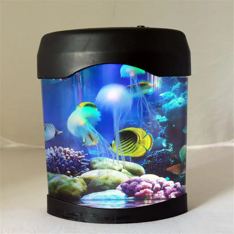 Newest Creative Beautiful Aquarium Night Light Tank Swimming Mood Light Durable Home Decoration Simulation Jellyfish LED Lamp