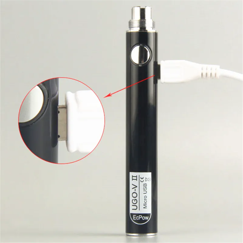 Oringinal Evod Ugo V II V 2 650mAh 900mAh Ego 510 Pil 8 Renk Mikro USB Şarj Geçidi E-Cig O Pen Vape Piller