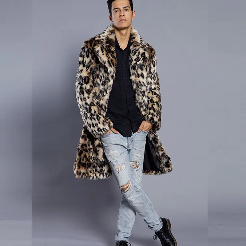 Leopard print fur coat mens sales