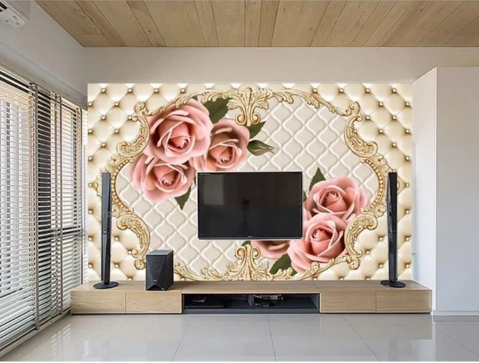 Modern Wallpaper For Living Room European Soft Package Rose Flower 3d  Wallpapers Background Wall Painting From Wallpaper20151688, $ | DHgate  Israel