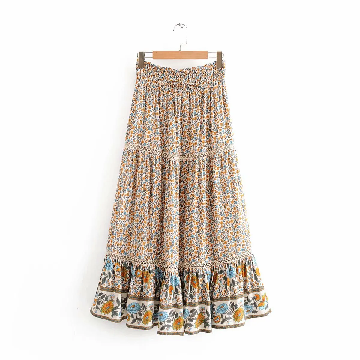 Damen Fischschwanz Rock Lang - Retro Bodycon Rock Mit Rüschen