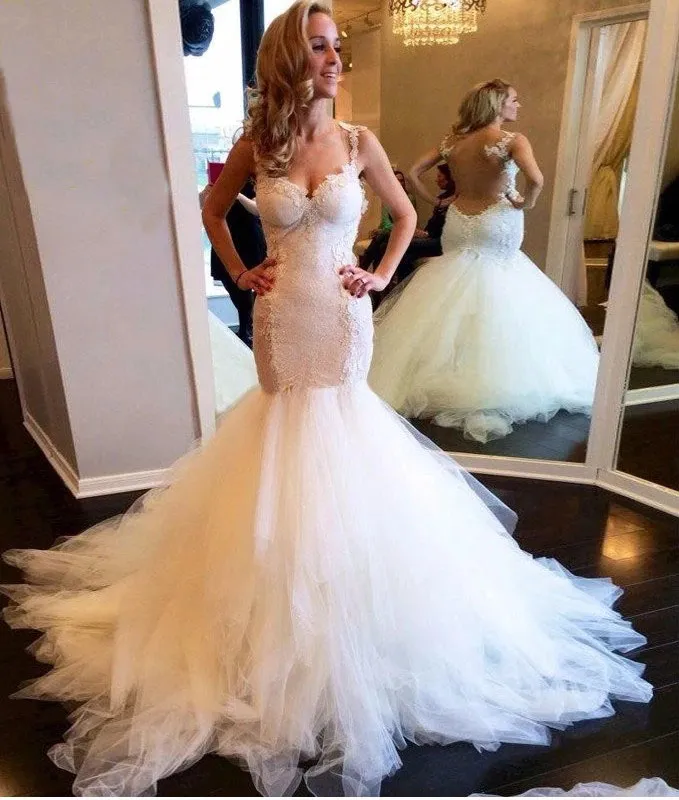 Robe de mariée sirène en Tulle, Sexy, bon marché, africaine, jolie queue de poisson, arabie saoudite, robe de mariée d'été