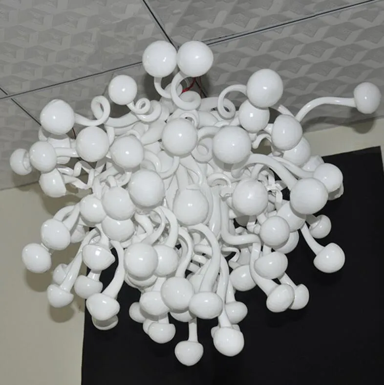 Murano Lamps Chandelier Light Frosted White Mushroom Pendant Lighting Handmade Blown Glass Italian Chandeliers