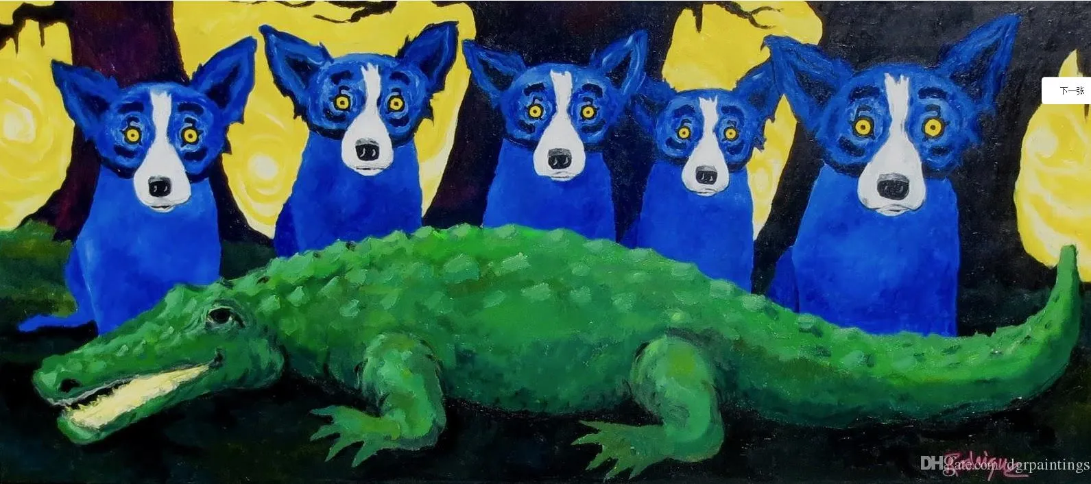 Alta qualidade 100% Pintura Handpainted abstrato moderno do petróleo em pinturas da lona animal Cão Azul Início Wall Decor Art AMD-68-18-9