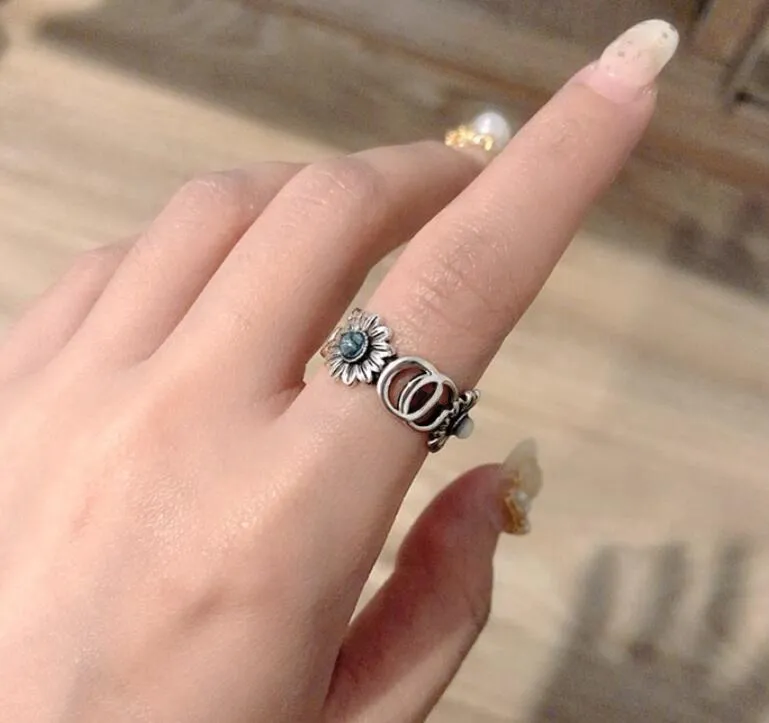 패션 밴드 꽃 반지 anelli bague for Women Party 웨딩 쥬얼리 애호가 선물 상자