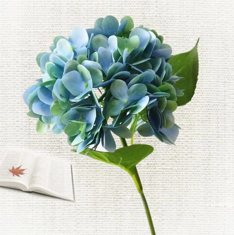 Fiori di Ortensia Artificiali Blu Reale con Steli per