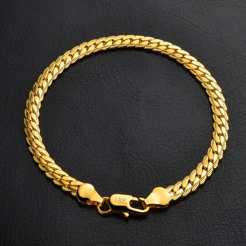 I monili di lusso del progettista del braccialetto piano dell'osso di serpente degli uomini di personalità hanno placcato il braccialetto di modo di tendenza dell'oro 18K che spedice liberamente
