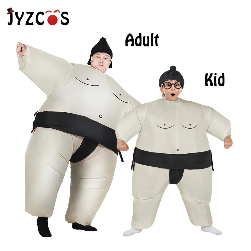 Uppblåsbar Sumo -kostym Halloween för vuxna barn Purim Carnival Christmas Cosplay Fan driver brottare Suits1 Anime Costumes247N