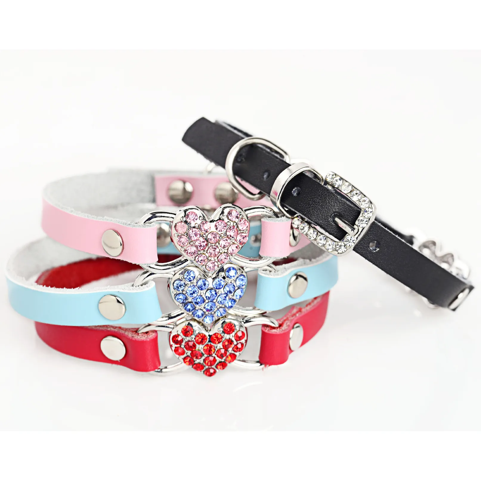 Collari per animali domestici a quattro stili Cute Little Pet Dog Cat Crystal PU Collare in pelle Lunghezza regolabile Spedizione DHL XXS / XS / S XD23256