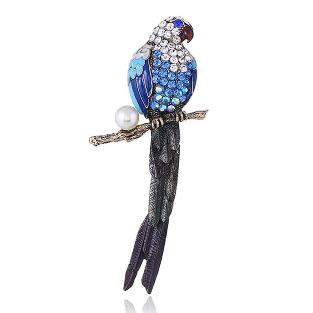Мода-женская добивающаяся аксессуары MAGPIE Crystal Brouch Прекрасный красивый попугай животных брошь