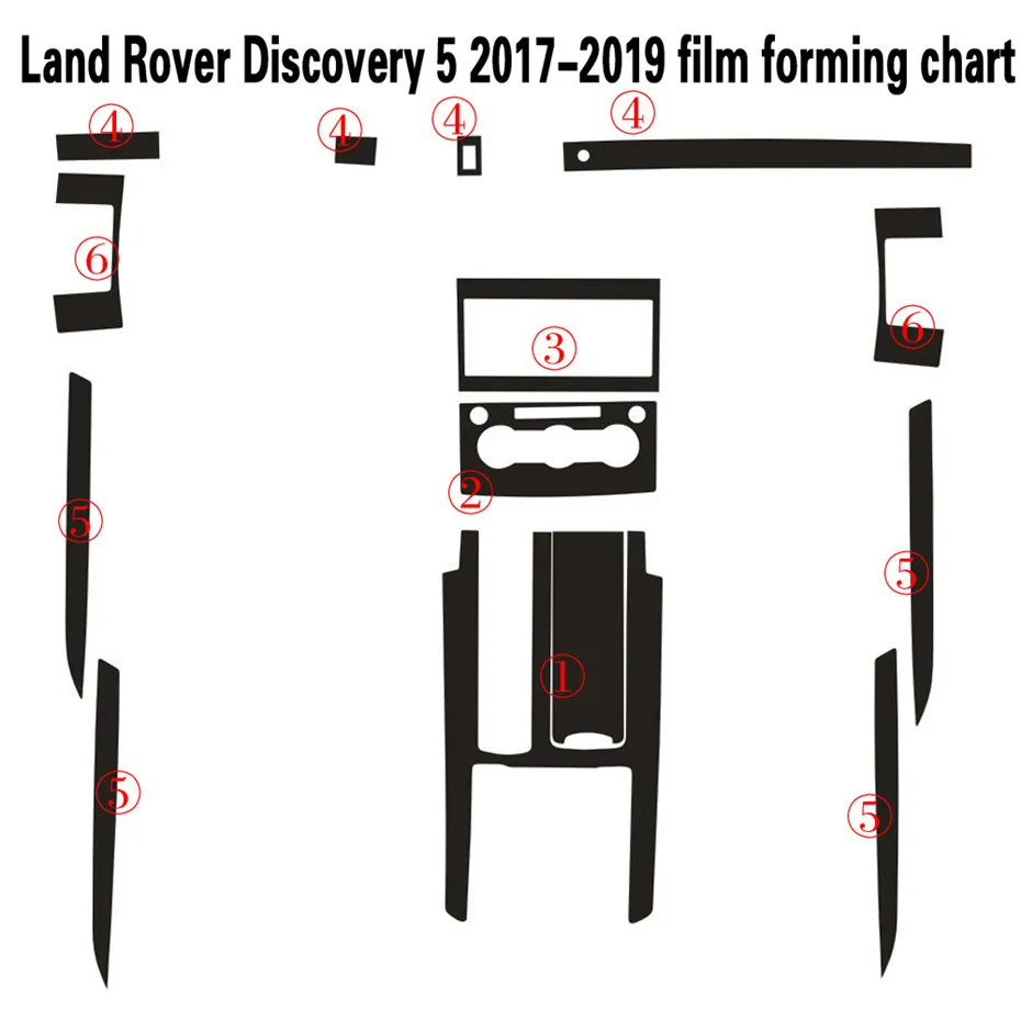 Para Land Rover Discovery 5 Interior Painel de Controle Central Maçaneta da porta 5D Fibra de Carbono Adesivos Decalques Estilo do carro Cortado Vinil246e