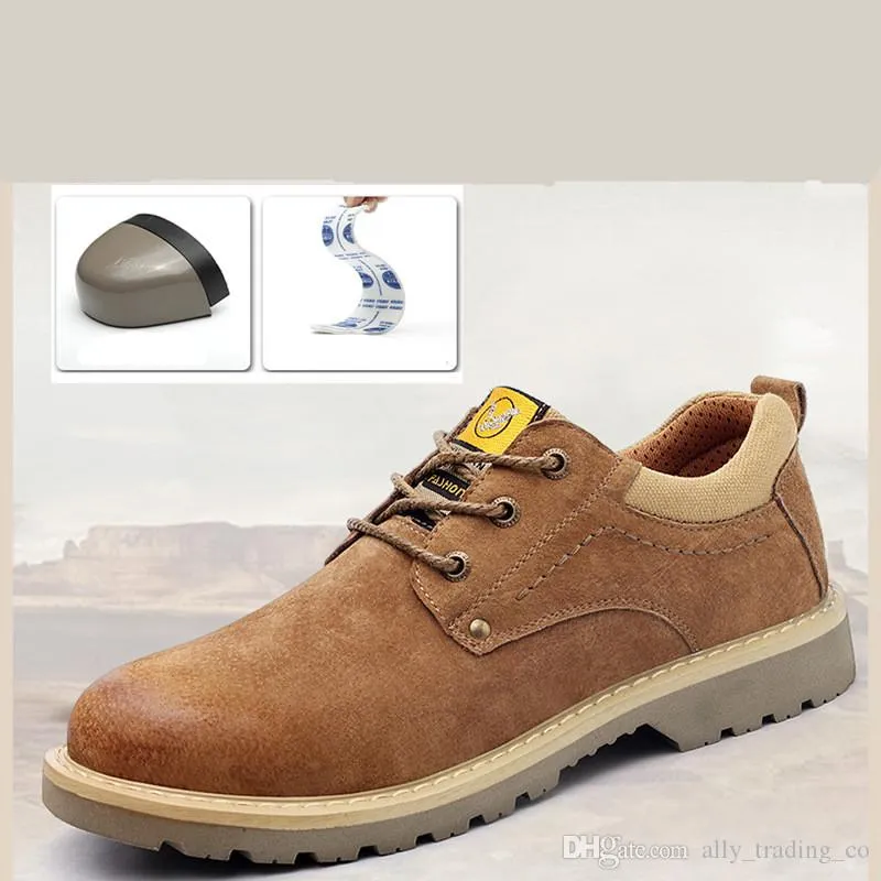 mens steel toe caps work safety shoes anti-pierce soft leather construction site worker tooling security Men's Steel Toe Work Safety Shoes