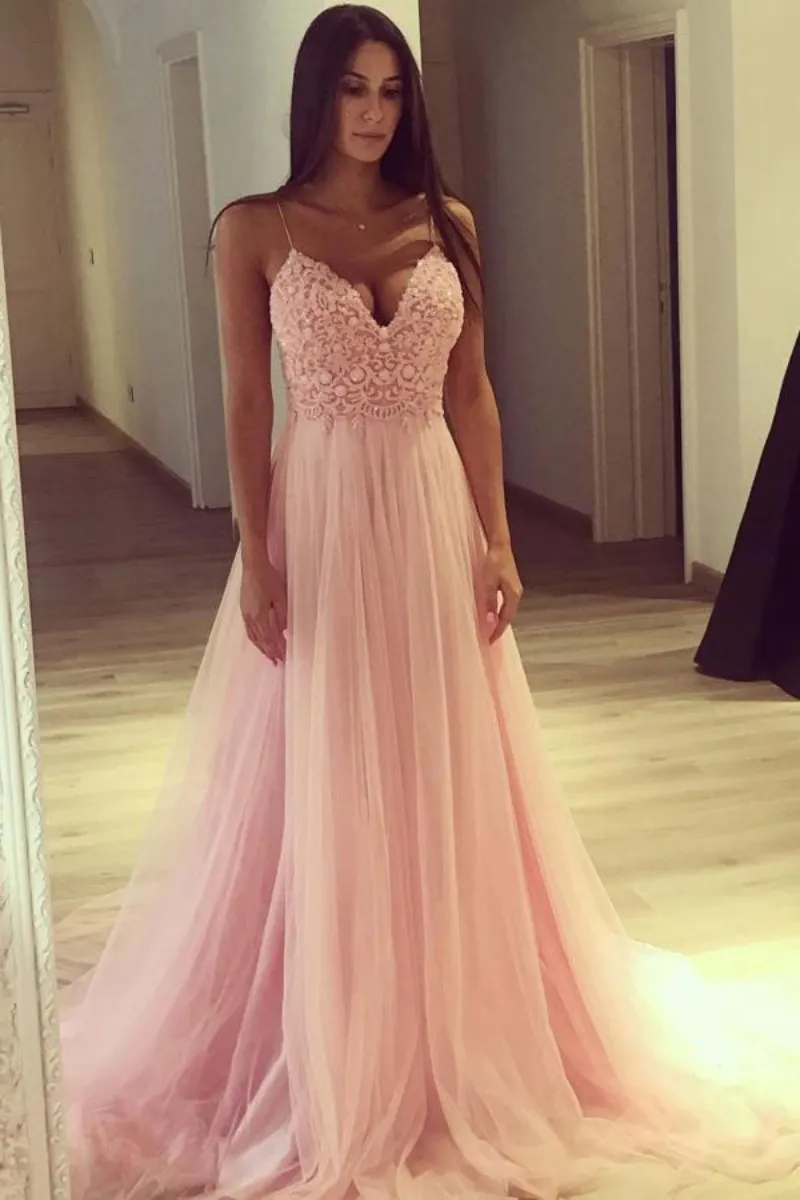 Stunning 2019 Prom Dress With Spaghetti Straps Beads Sequins