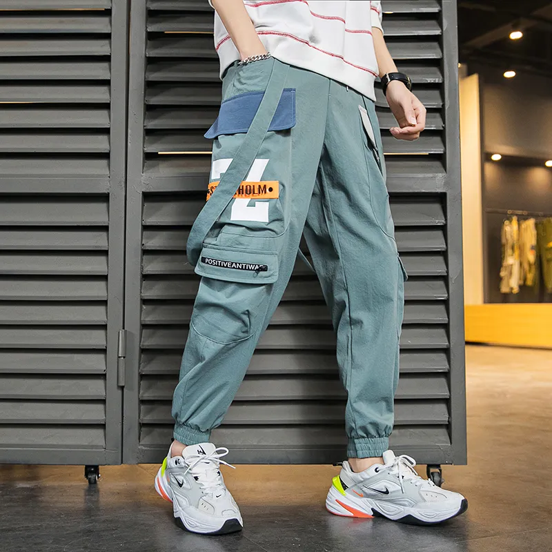 Mens Casual Jogger Pants: Streetwear Harem Trousers with Ribbon
